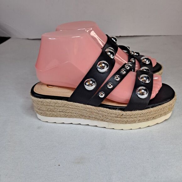 C Comfort est. 1946 Espadrilles Womens 7M Studded Platform White Faux Leather - Picture 4 of 10